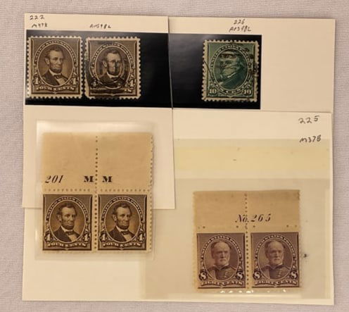 US Scott #222 225 228 4c 8c 10c Lot - UNUSED-USED (7) Total Stamps (1 of 7)
