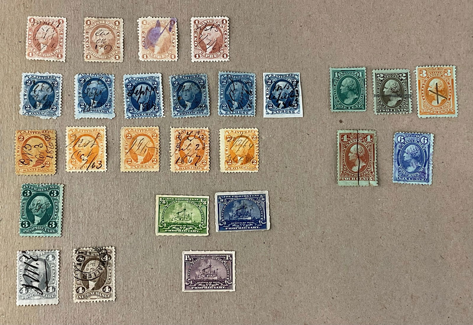 (26) US Internal REVENUE STAMPS 1c 2c 3c 4c 5c Washington Playing Cards 2c (1 of 11)