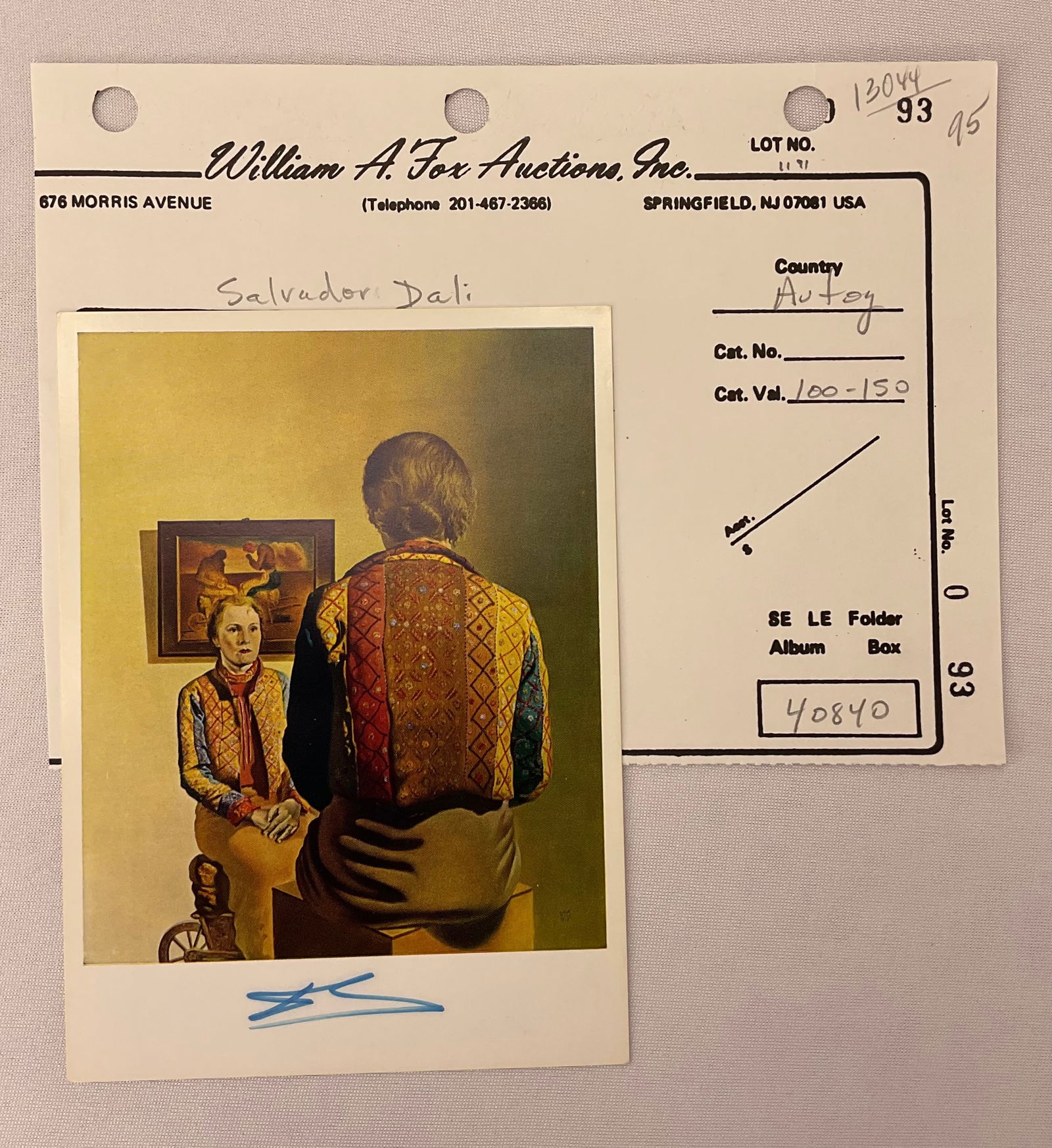 SALVADOR DALI signed POSTCARD William A Fox Auctions MOMA NY (1 of 4)