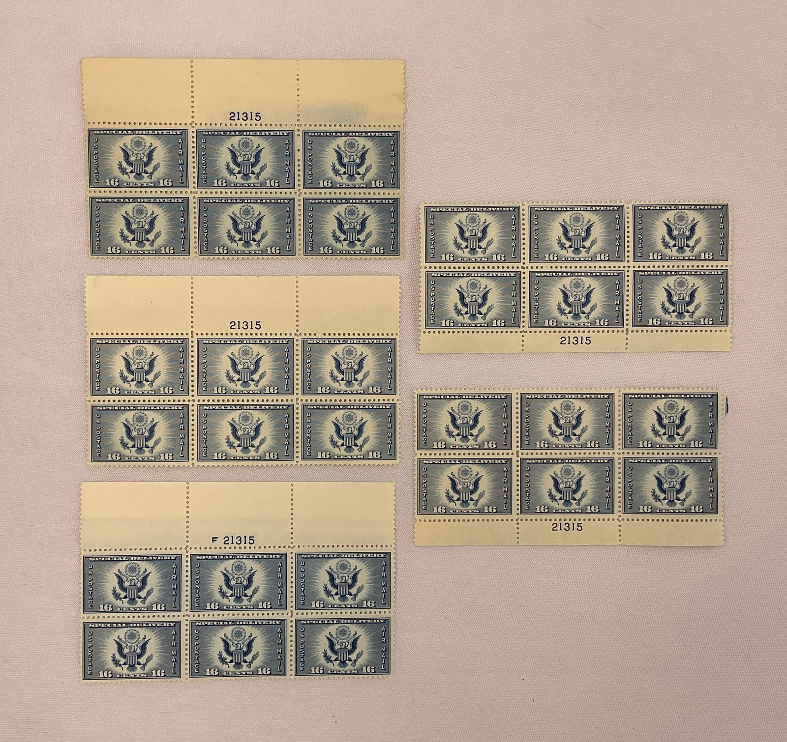 (5) US Special Delivery 16c 6-Block Stamps (1 of 7)
