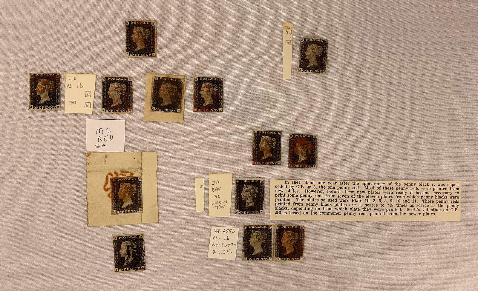 Group of (13) GREAT BRITAIN SCOTT #1 Stamps PENNY BLACK (1 of 9)