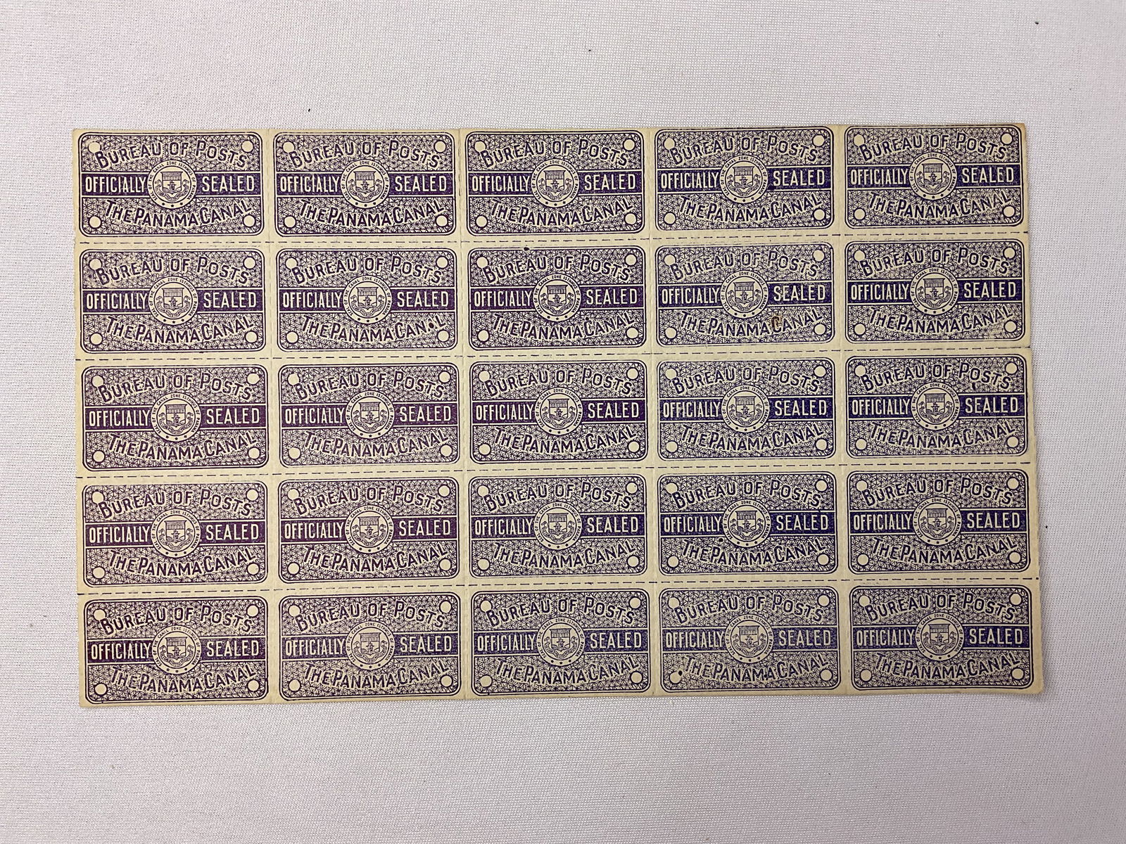 US Canal Zone Scott #0X3 Pane of 25 Bureau of Posts OFFICIALLY SEALED The Panama Canal (1 of 6)