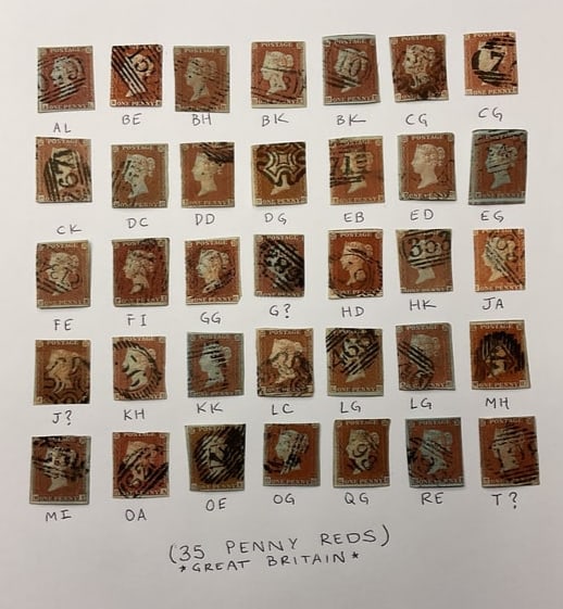 Lot of (35) GREAT BRITAIN Penny Red Stamps (1 of 6)