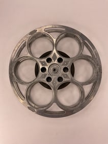 Vintage GOLDBERG BROS 6 Hole Metal Film Reel 35mm with Build Up Test Run Film