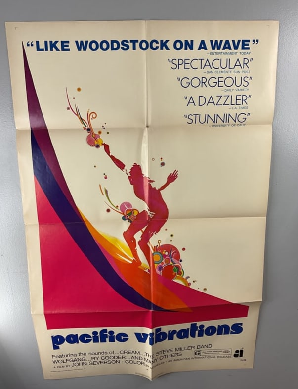PACIFIC VIBRATIONS (1970) SURFING Movie One Sheet STEVE MILLER BAND CREAM Music (1 of 11)