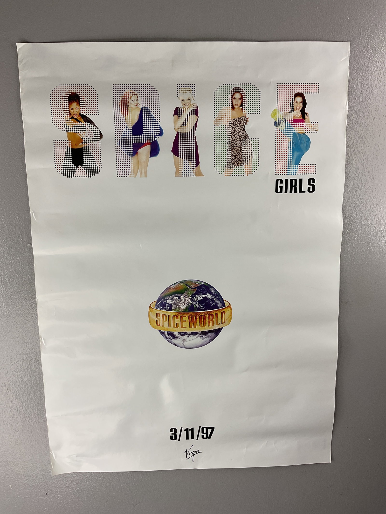 SPICE WORLD Movie Poster 3/11/97 Virgin SPICE GIRLS: SPICE WORLD Movie Poster 3/11/97 Virgin SPICE GIRLS