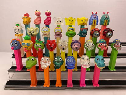 (31) Animal Bugs Pez Dispensers (14) with Crystal Heads Footed: (31) Animal Bug Pez Dispensers (14) with Crystal Heads Footed. Made in (13) Slovenia (10) Hungary (8) unmarked with country of manufacture
