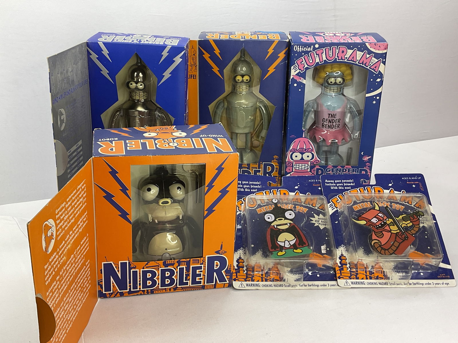Group of (4) Official FUTURAMA Bender Robots and Nibbler - (2) Metal Click Toys (1 of 20)