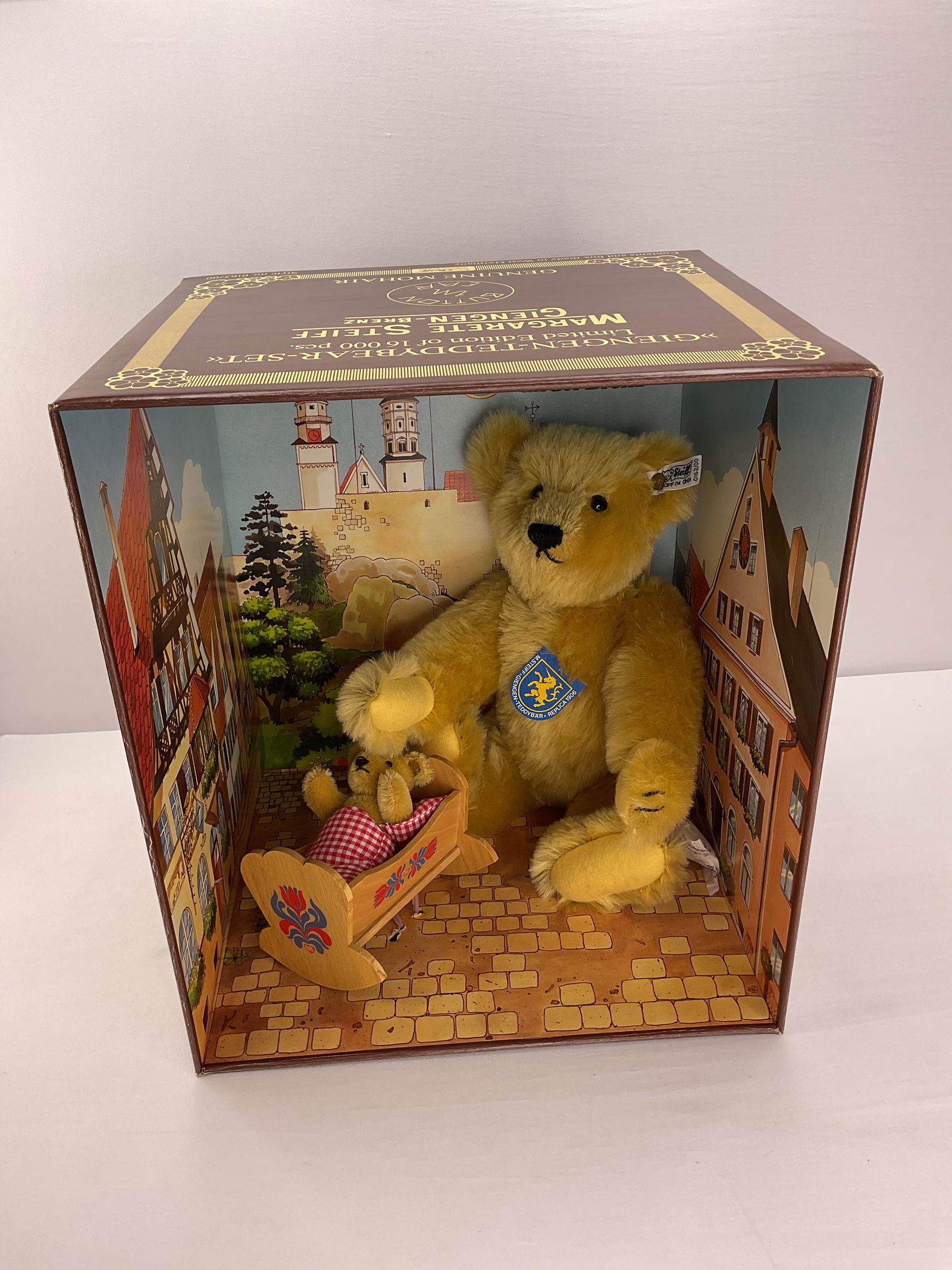 MARGARETTE STEIFF Mohair Teddy Bear with Crib LTD 16,000 No. 369 MIB (1 of 10)