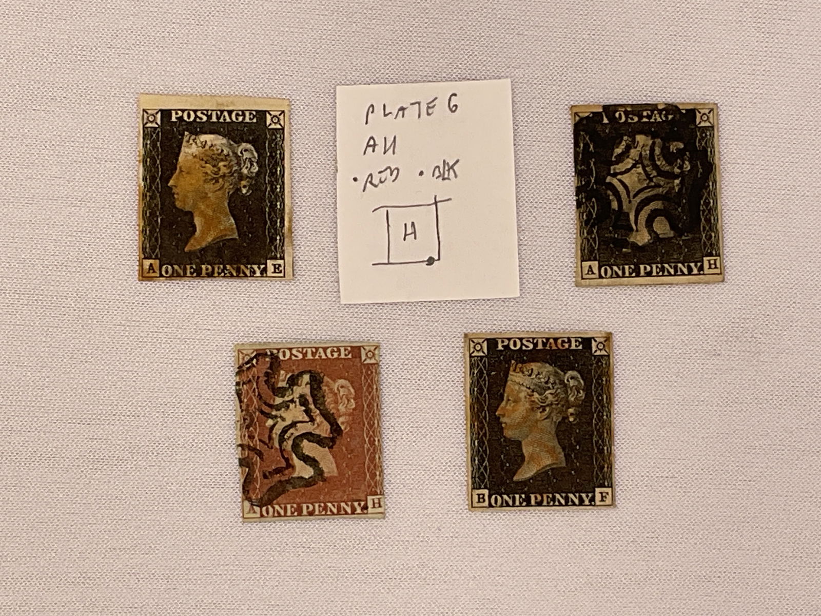 (3) Penny BLACK A-E A-H B-F (1) Penny Red A-H Great Britain "Worlds First Postage Stamp" (1 of 6)