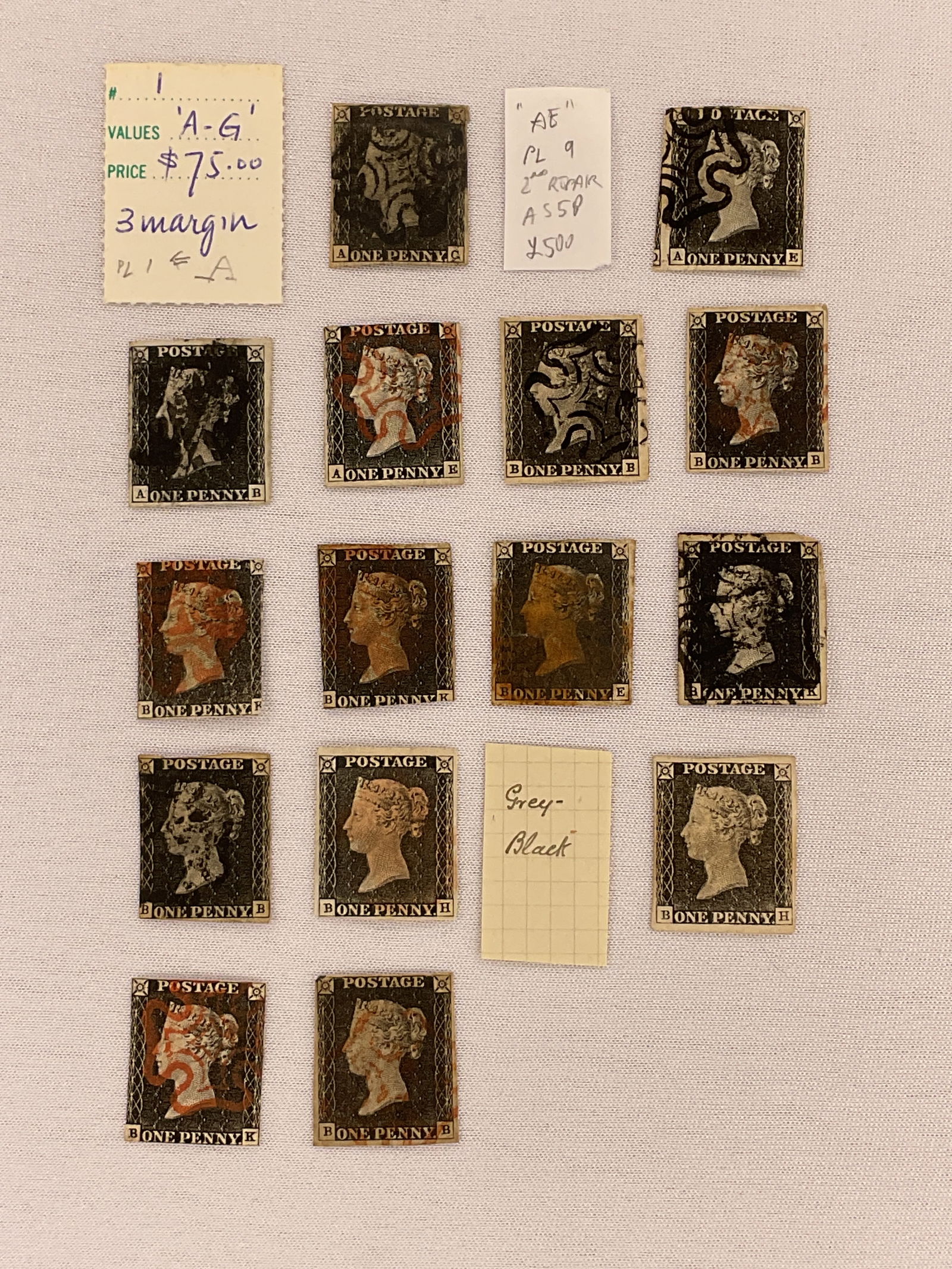 (15) Penny BLACK Great Britain "Worlds First Postage Stamp" LOT Maltese Cross (1 of 6)
