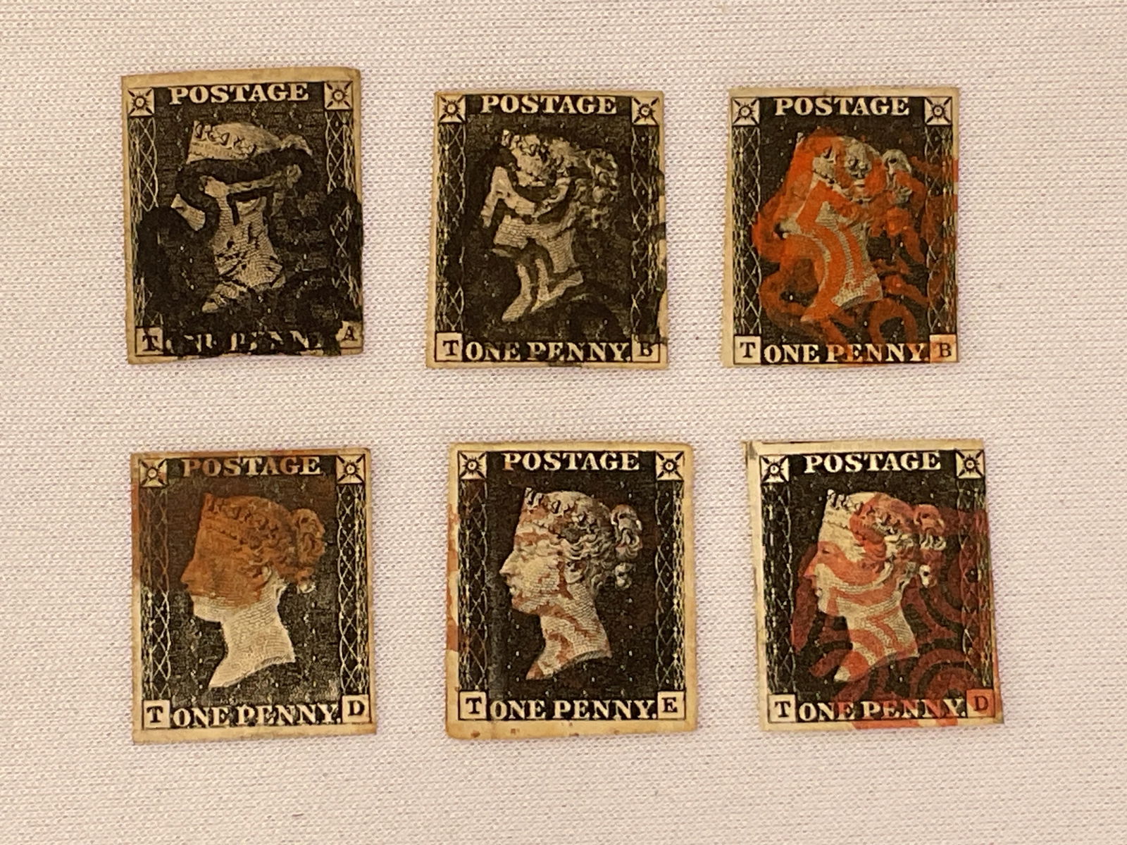 (6) PENNY BLACK Great Britain TA TB TB TD TD TE MALTESE CROSS cancels (1 of 4)