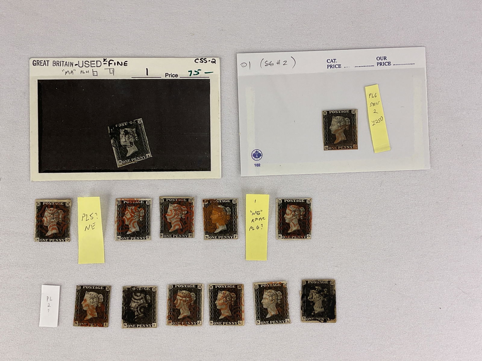 (13) PENNY BLACK Great Britain  "Worlds First Postage Stamp" Grouping MALTESE CROSS (1 of 15)