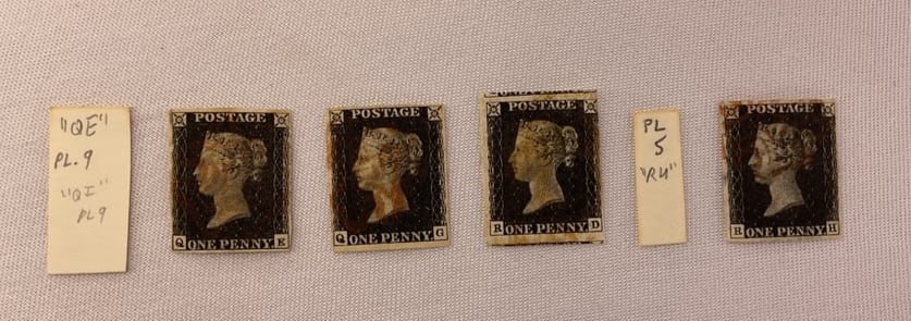 (4) PENNY BLACK Great Britain QE QG RD RH MALTESE CROSS cancels Nice Borders (1 of 9)
