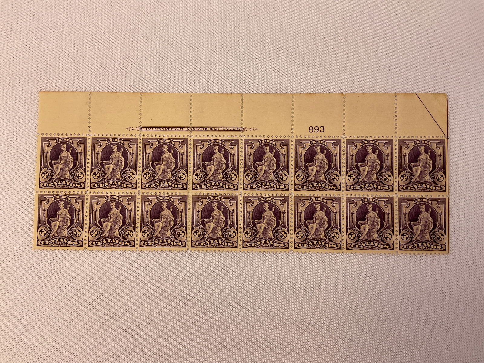 SCOTT #229 Cuba 3 Centavos Plate Block of 16 - 1889 (1 of 6)