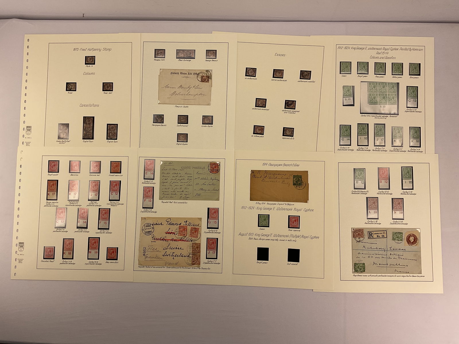 Great Britain Large Study Group Scott #58 159 162 color variations watermarks cancellations (1 of 17)