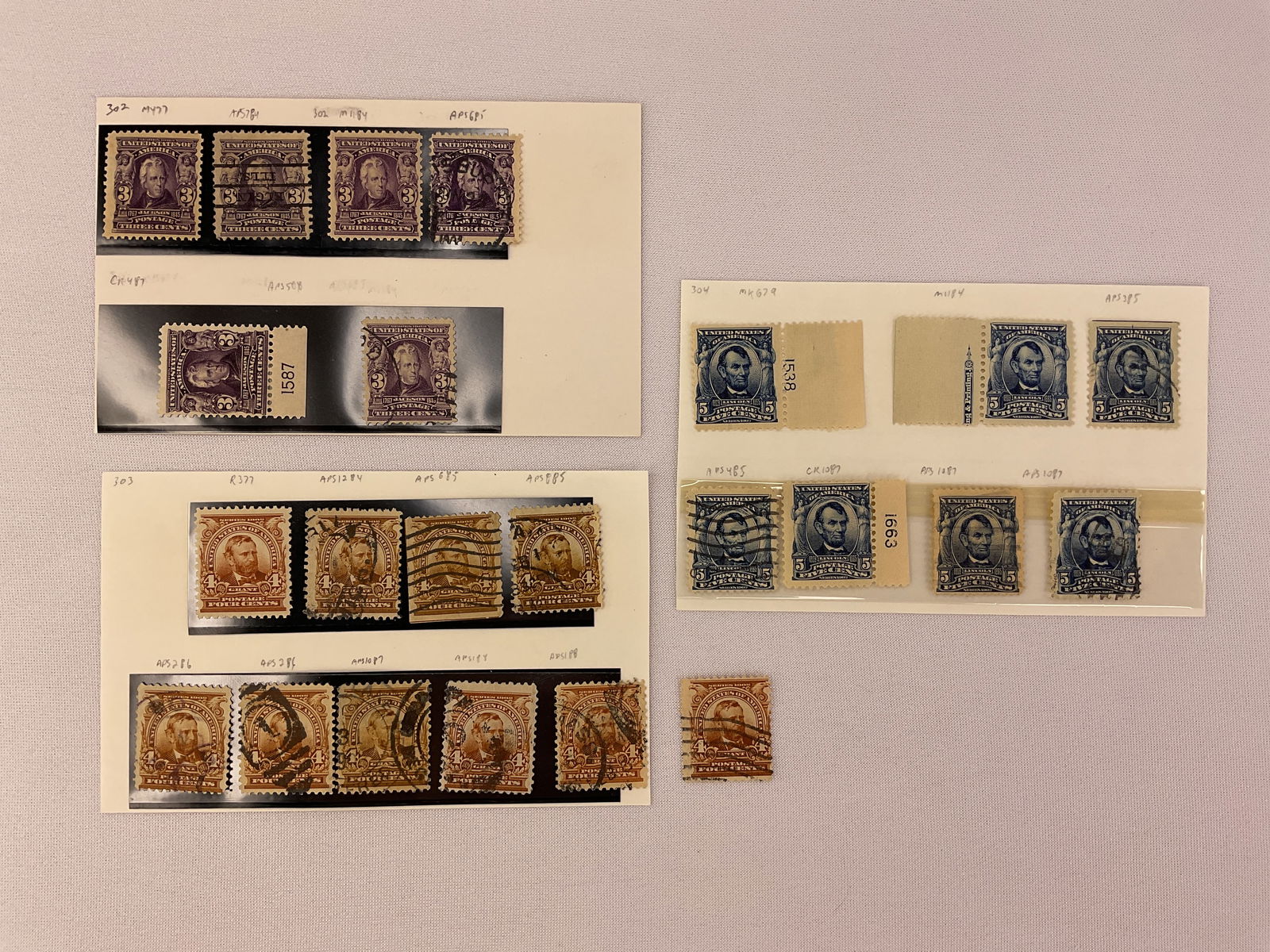 US Scott #302 #303 #304 Grouping UNUSED-USED (1 of 9)