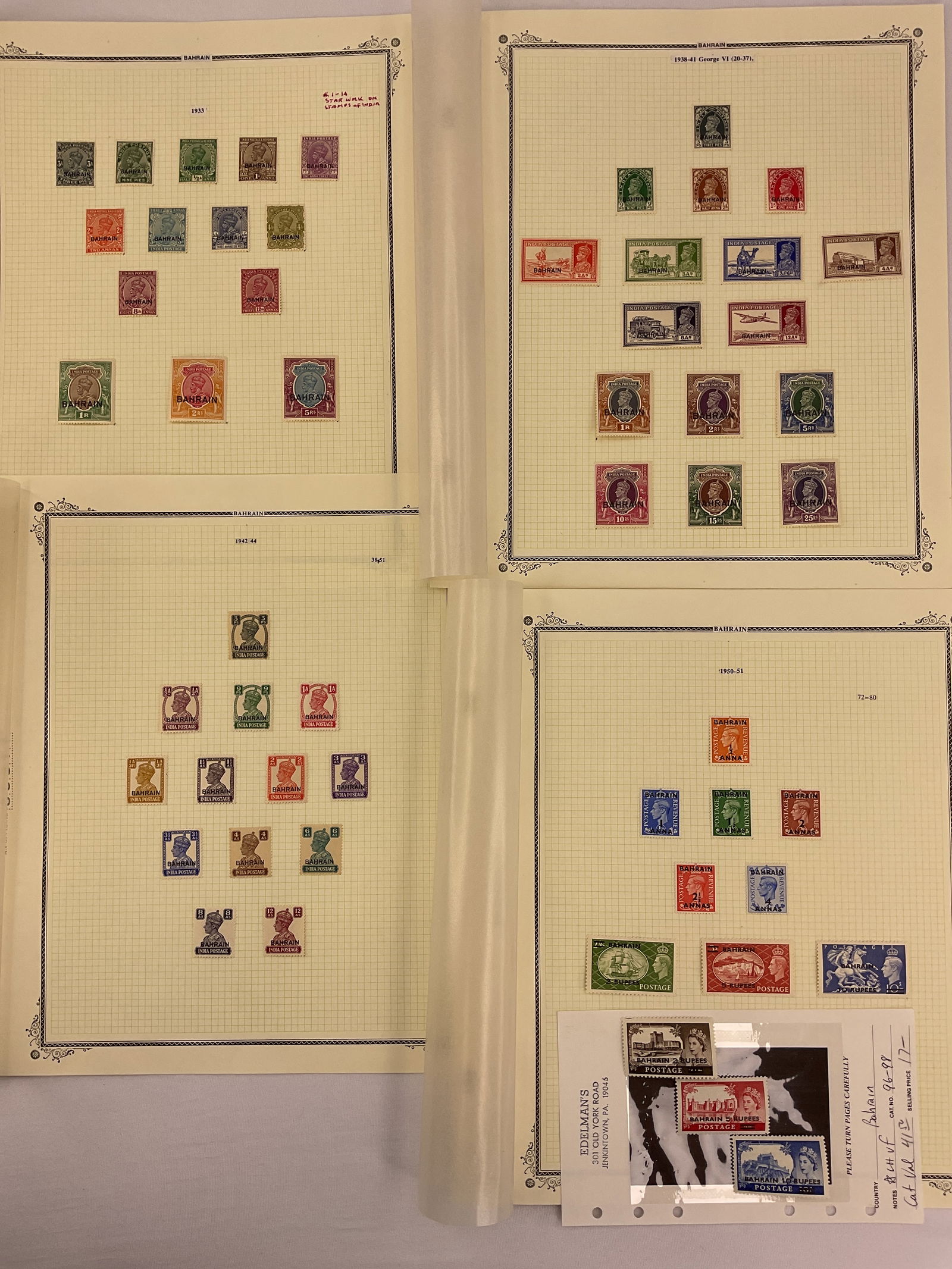 Curated BAHRAINIAN Stamp Collection Scott #1 thru 1950's Bahrain Under Indian Postal Administration (1 of 6)