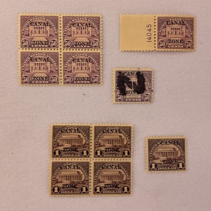 US CANAL ZONE Scott #94- #95  MINT Singles (2) 4-Blocks (1 of 9)