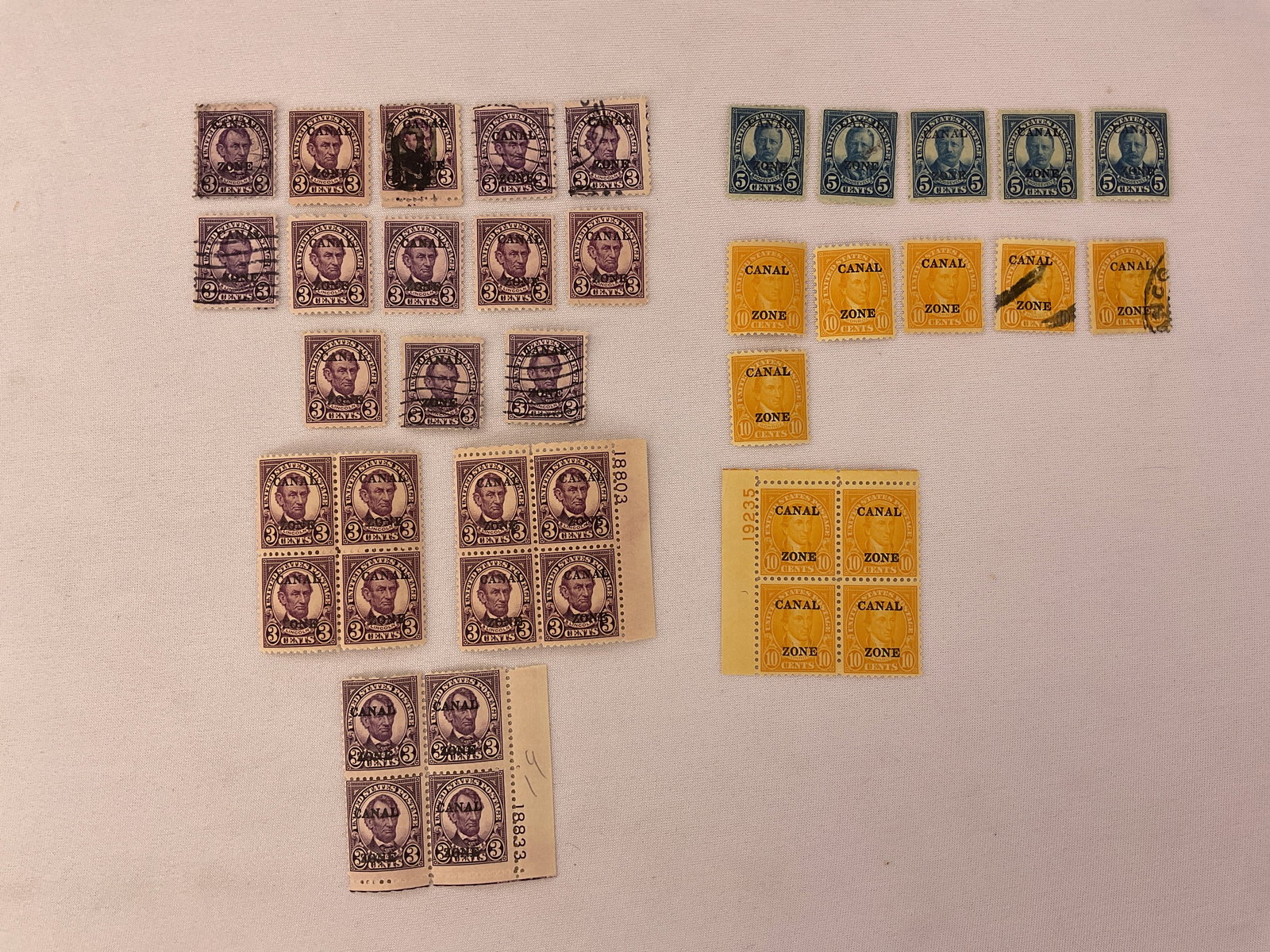 US CANAL ZONE Scott #102- #104 MINT Singles (4) 4-Blocks (1 of 9)