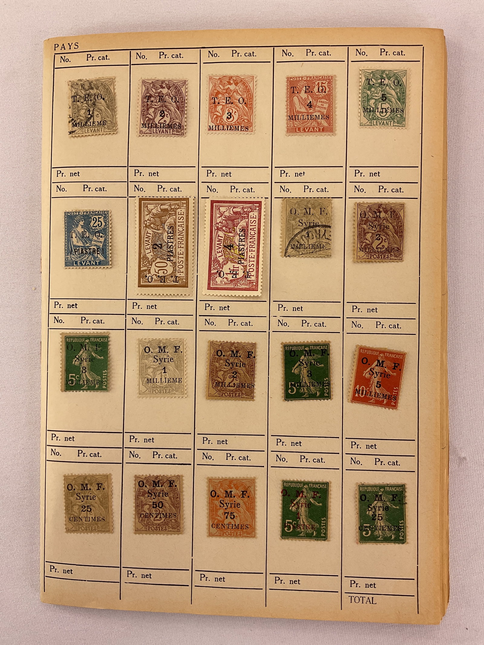 Collection of Syria Stamps under French Occupation Booklet: Collection of Syria Stamps under French Occupation Booklet. So I photographed the first (15) pages and the last (5) pages. So there are (10) pages that are not photographed