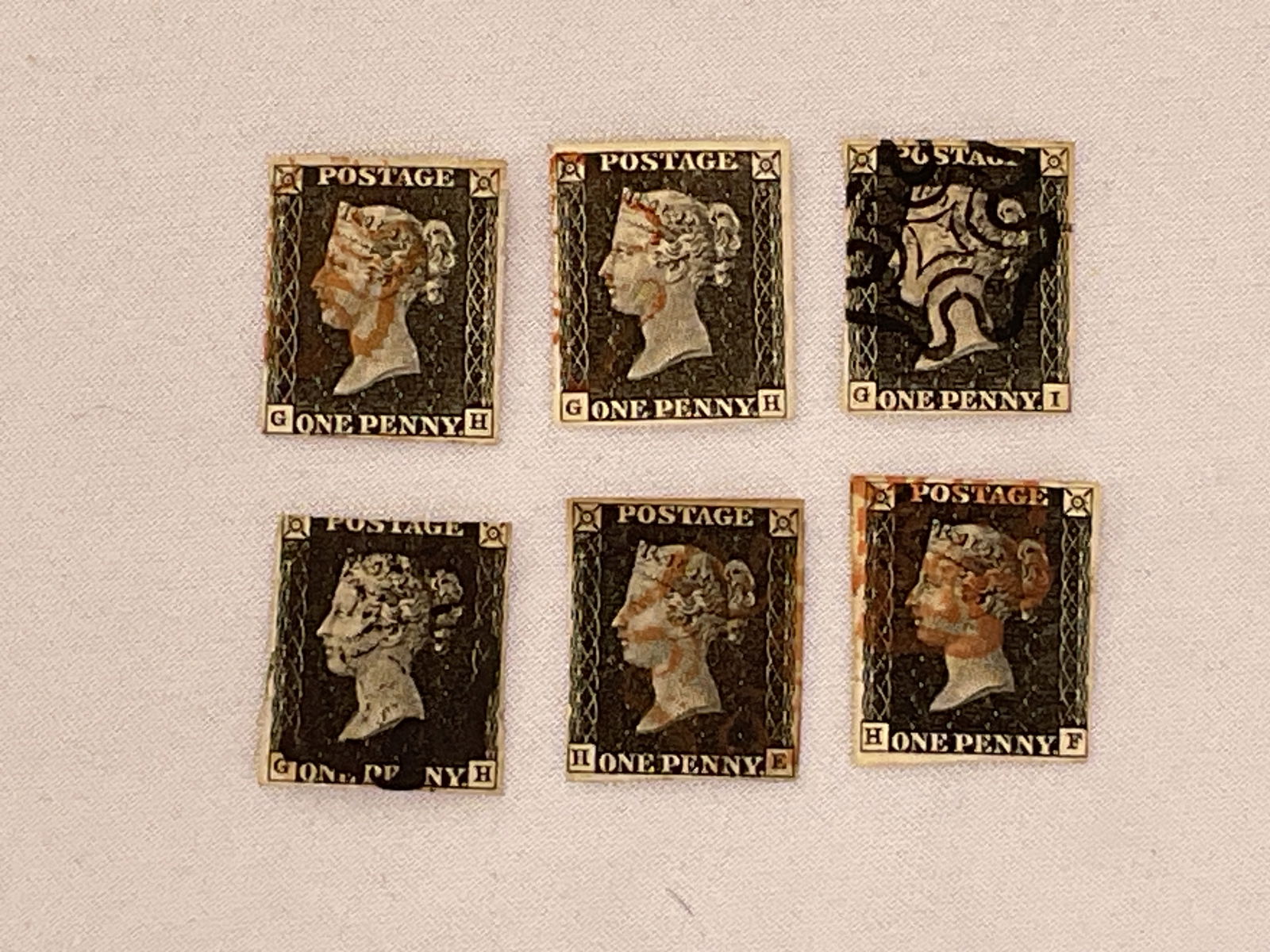(6) PENNY BLACK Great Britain GH GH GI GH HE HF MALTESE CROSS cancels (1 of 16)