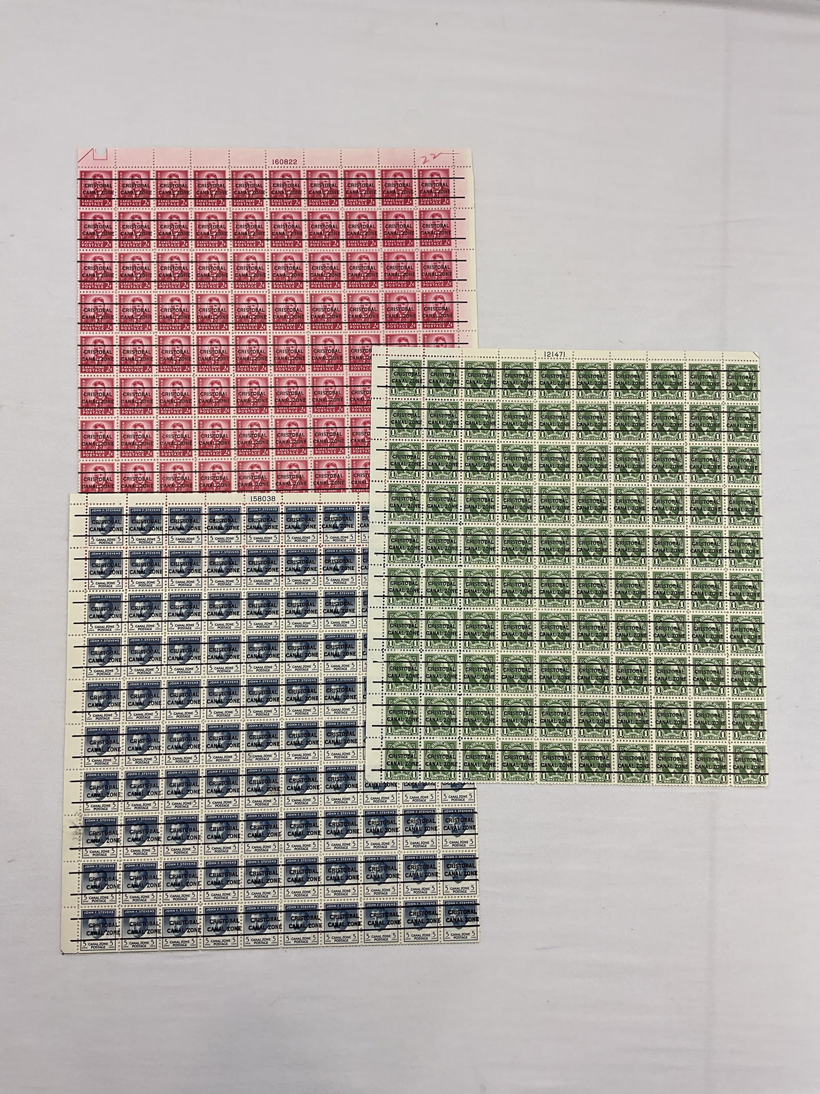 CANAL ZONE Scott #105 #106 #139 Stamps FULL SHEETS of (100) PRE CANCEL (1) Sheet of Each (1 of 10)