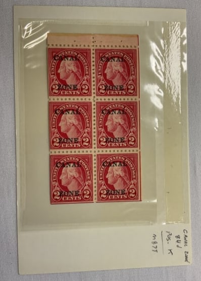 CANAL ZONE Scott #84d Booklet Pane (1 of 3)