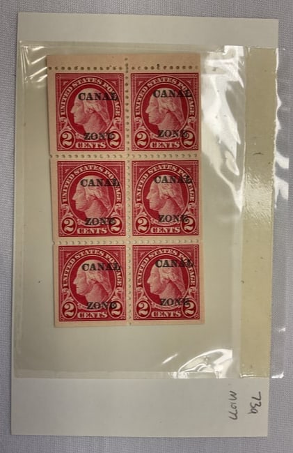 CANAL ZONE Scott #73a Booklet Pane (1 of 3)