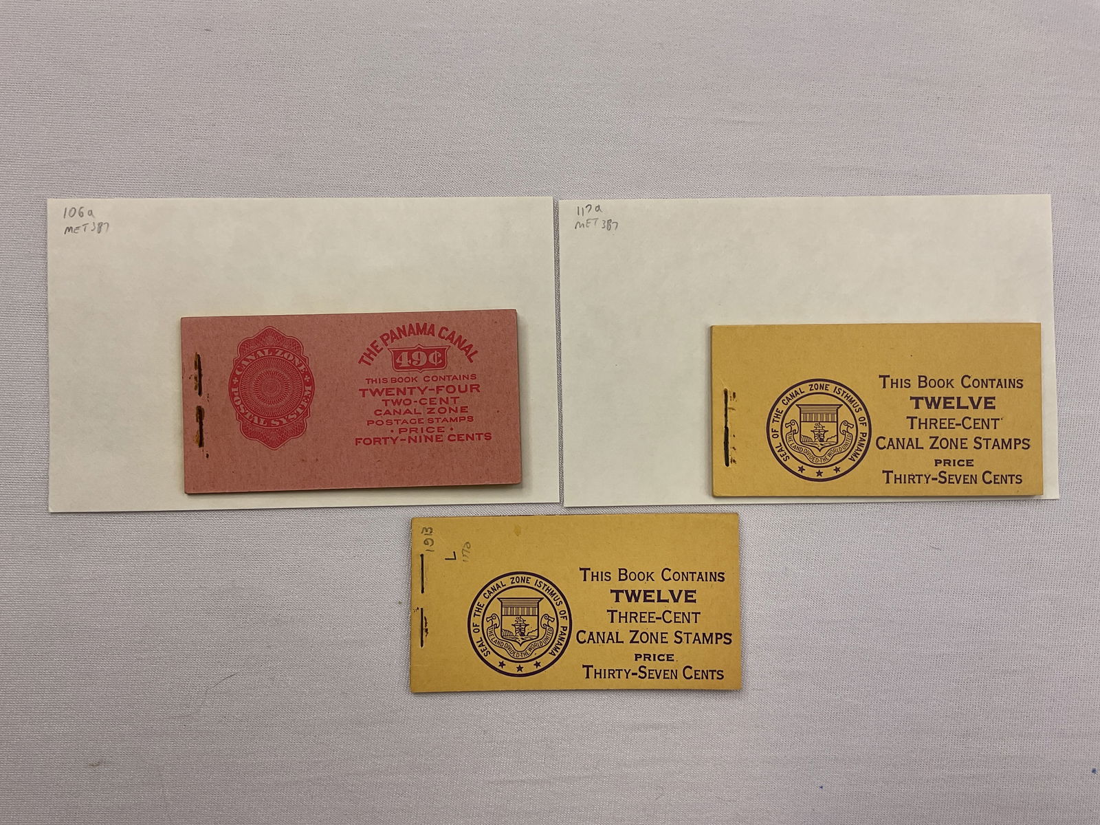 CANAL ZONE #106a and (2) #117a Complete Booklet Pane Booklets (1 of 7)