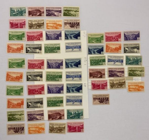CANAL ZONE Scott #120-#132 Complete UNUSED Single 16 Stamp Sets (Four Total Sets) (1 of 7)