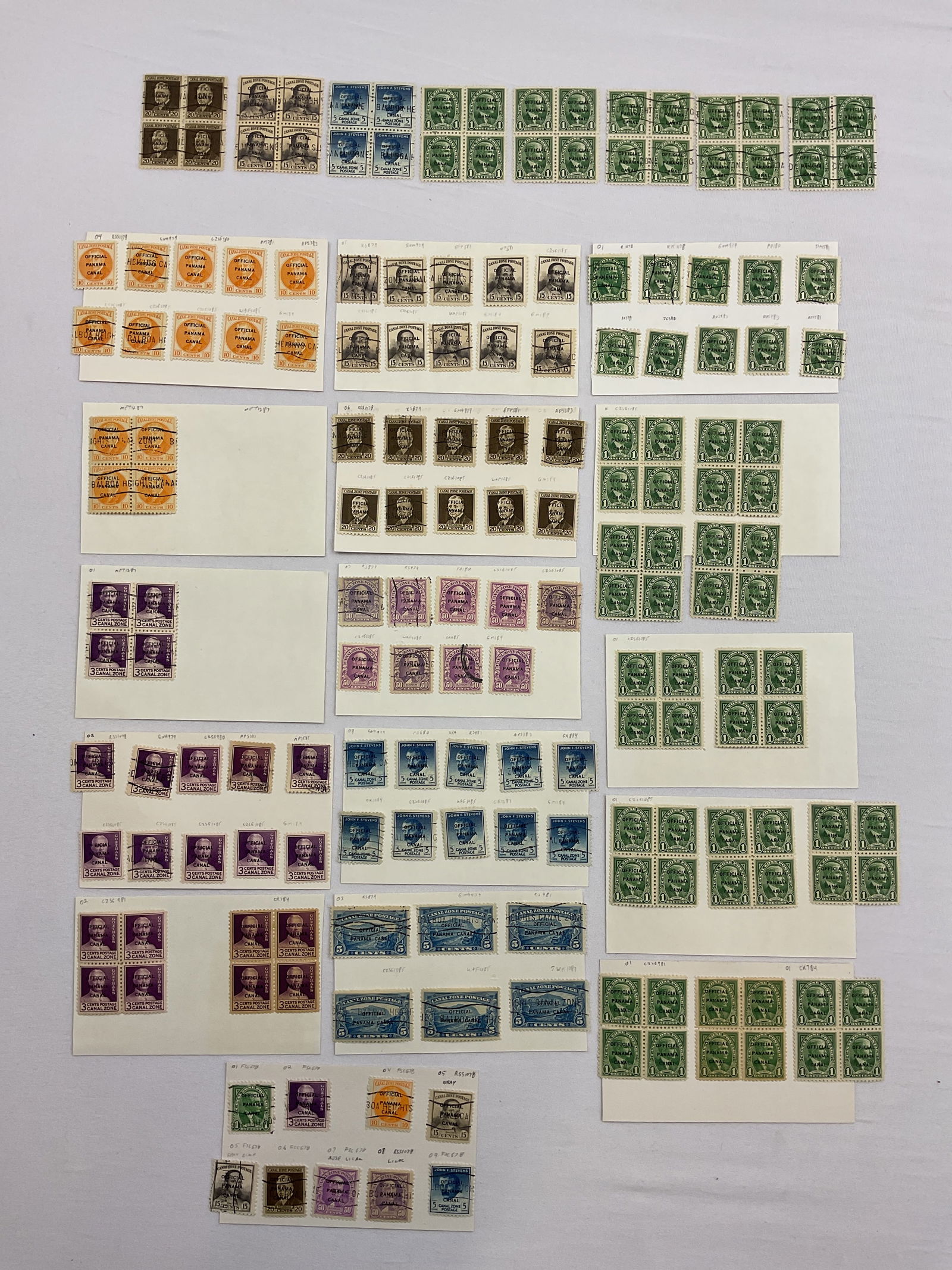 CANAL ZONE Official Stamps 01 to 07 AND 09 (1 of 12)