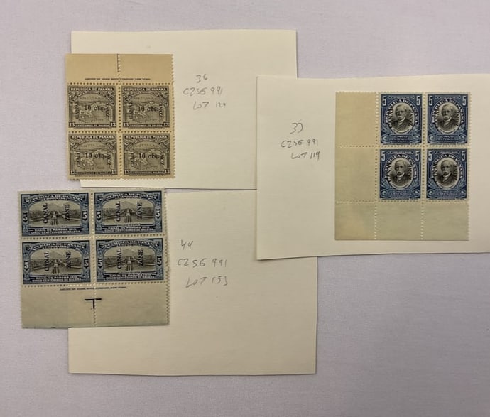 CANAL ZONE Scott #33 #36 and #44 4-Blocks (1 of 5)