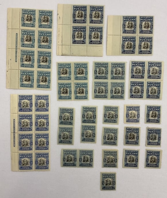 CANAL ZONE Scott #24 including Singles Pairs 4-Blocks and 8-Blocks (1 of 7)