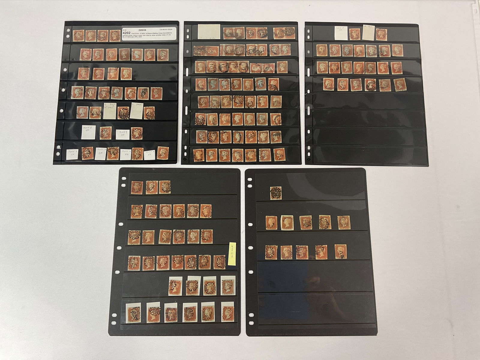 GREAT BRITAIN group of Scott #3 Penny Reds (143 Stamps) with Singles Pairs 4-Strip MALTESE CROSS CXL (1 of 11)