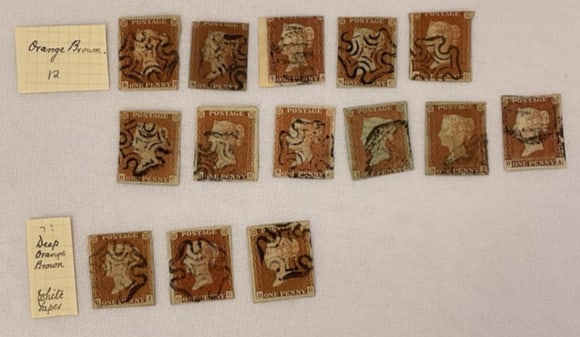 GREAT BRITAIN Scott #3 Penny Reds "Deep Orange Brown" Stamps: GREAT BRITAIN Scott #3 Penny Reds "Deep Orange Brown" Stamps. There are (11) that are noted as just "Deep Orange Brown" and (3) that are noted "Deep Orange Brown White Paper"