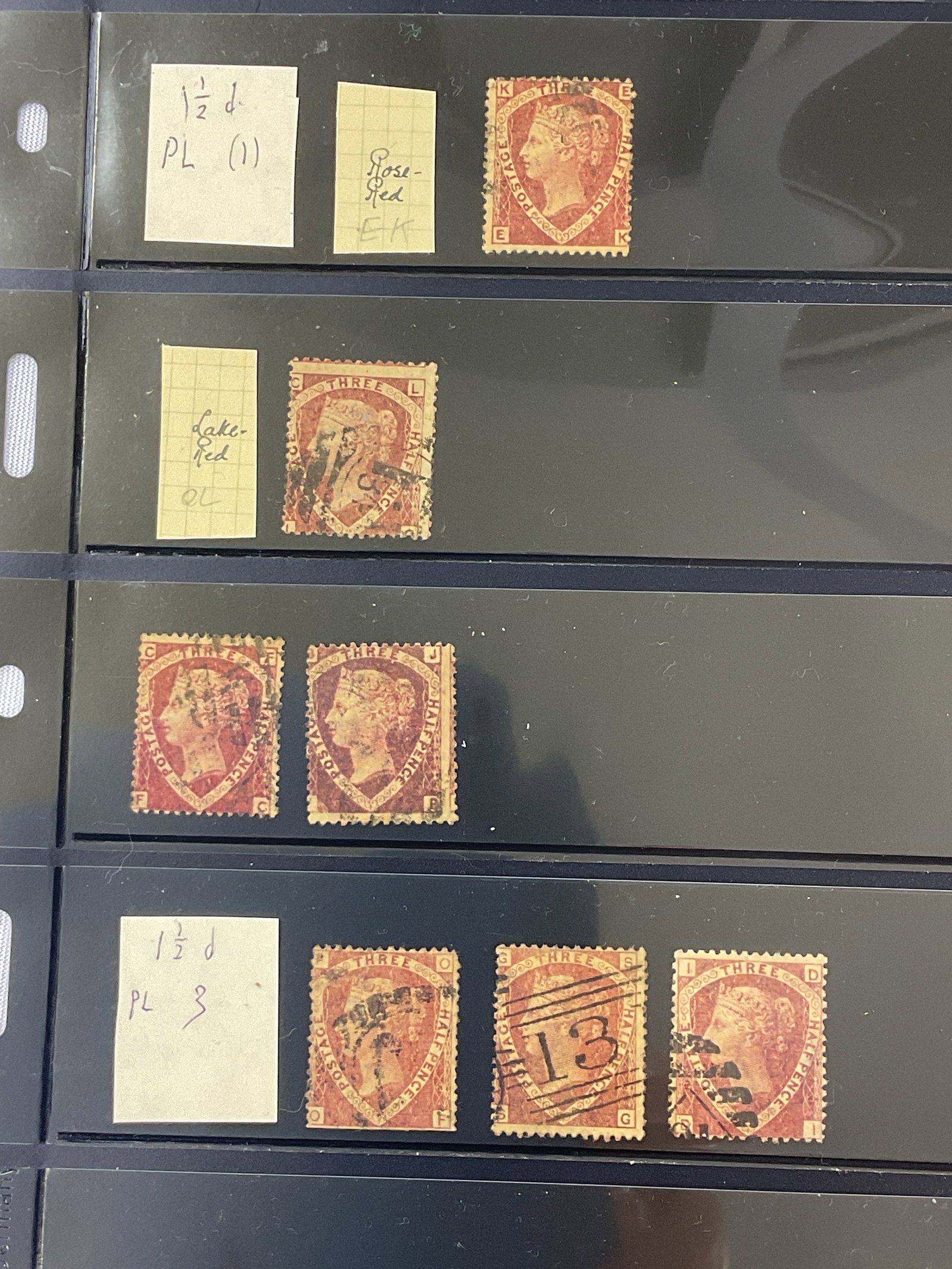 Collection of Seven GREAT BRITAIN Scott #32 used in different shades: Collection of Seven GREAT BRITAIN Scott #32 used in different shades