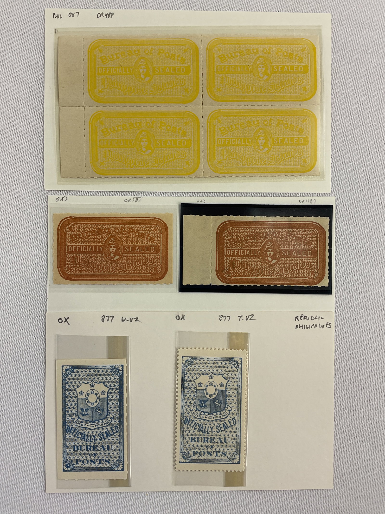 PHILIPPINES Scott Ox3 Post Office Seals: PHILIPPINES Scott Ox3 Post Office Seals