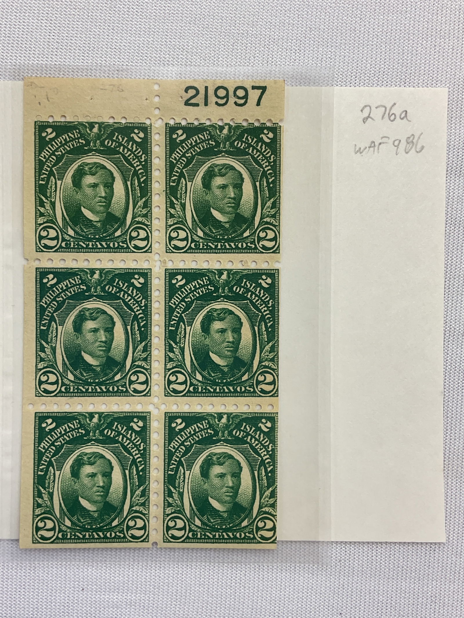 PHILLIPINES Scott #276a BOOKLET PANE of 6 (1 of 2)