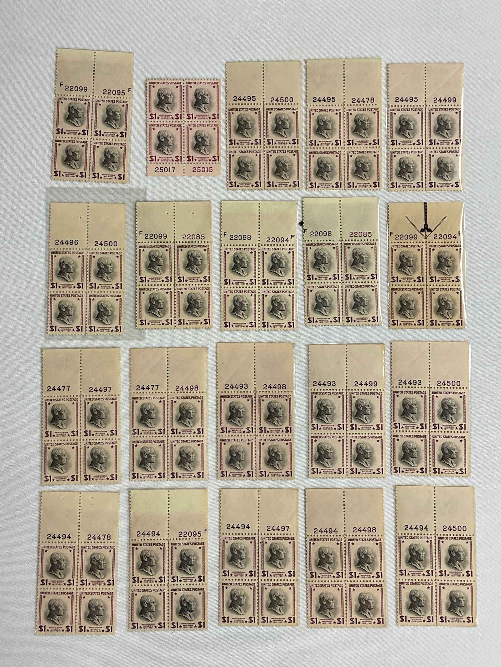 US Scott #832 20 4-Blocks 1938 Presidential Series (PREXIE) $1 Stamps (1 of 8)