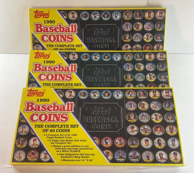 (3) 1990 Topps Baseball Coins SEALED Sets SHOULD BE in MINT Condition Grading? (1 of 10)