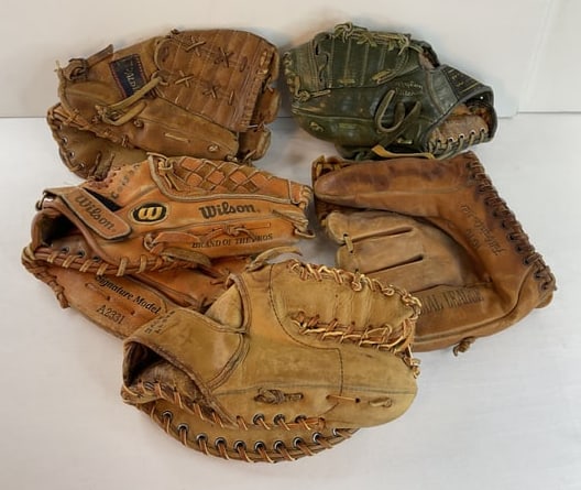 (5) Old Vintage Baseball Gloves Jim Fergosi George Brett Darrell Evans Hollander Cooper Weeks (1 of 10)