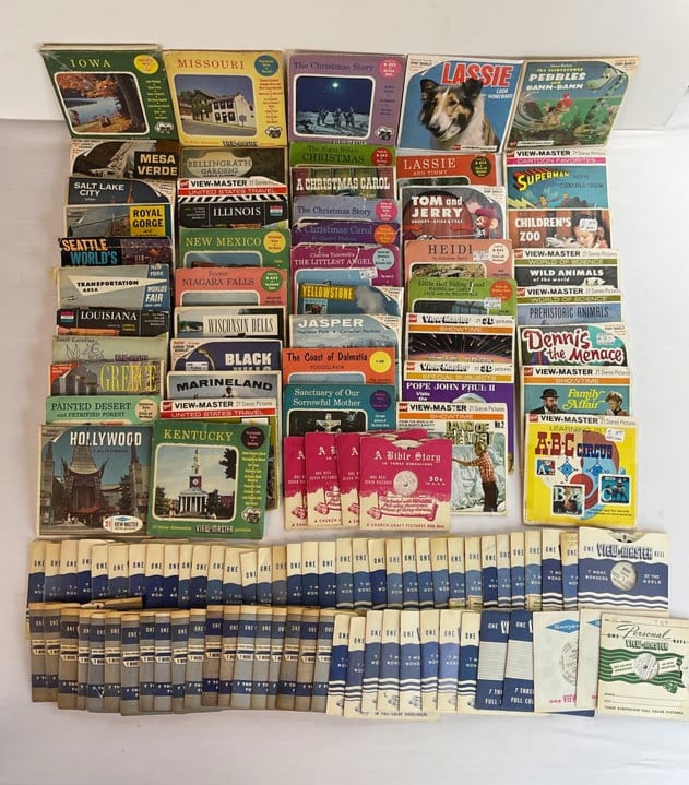 (3) Boxes of View Masters Viewmaster Reels mostly Travel Reels approximately 100+ (1 of 10)
