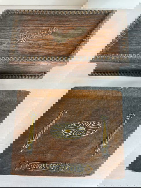 Two Vintage Antique Oak Cigarette Storage Boxes (1 of 12)