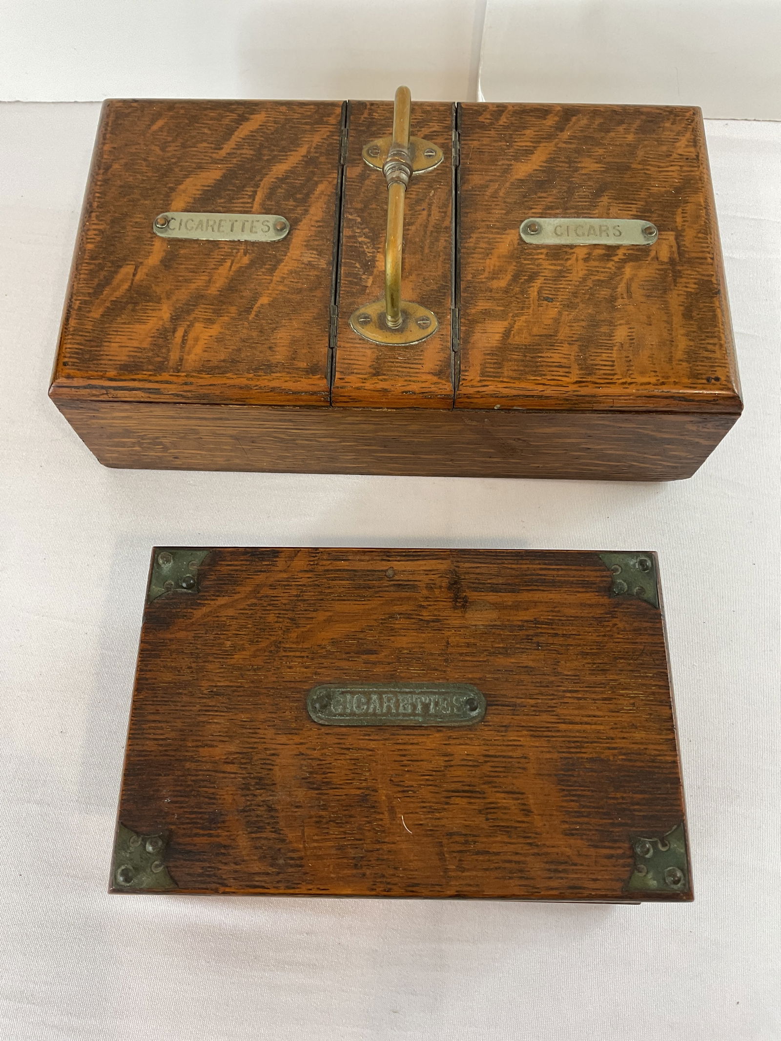 Two Vintage Antique Oak Cigar Cigarette Storage Boxes (1 of 14)