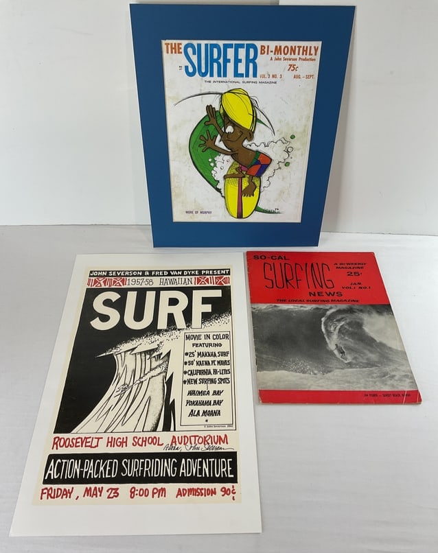Vintage Surfing Memorabilia - SO-CAL Surfing Mag #1 - 57-58 SURF Movie signed Poster SEVERSON (1 of 13)
