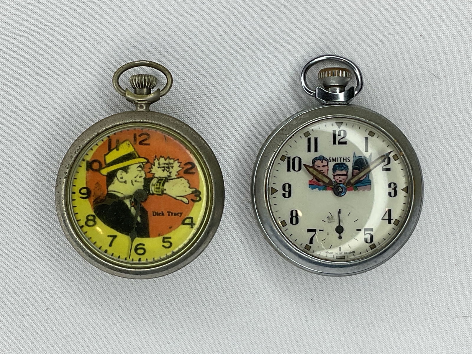 Two Character Pocket Watches DICK TRACY - SUPERMAN BATMAN ROBIN (1 of 4)