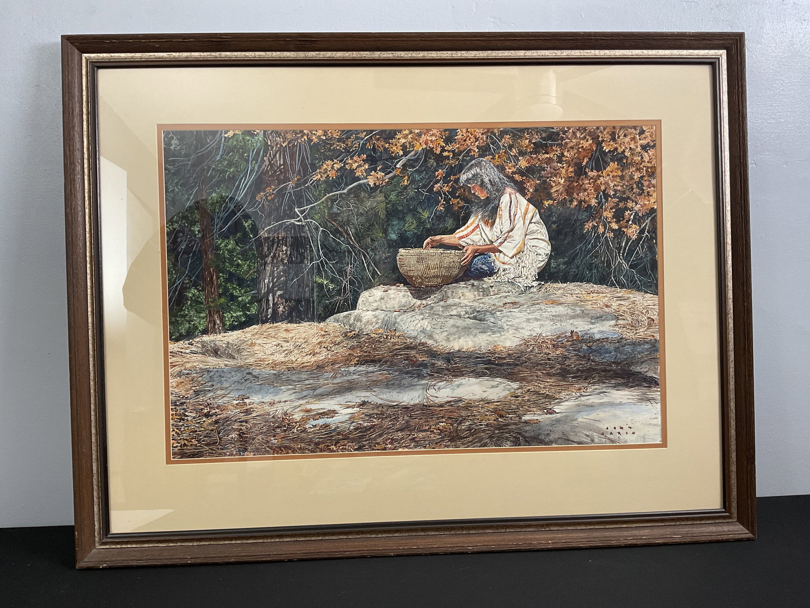 Original Watercolor by Listed Artist JOHN FRANCIS MARSH Young Indian Girl by River (1 of 11)