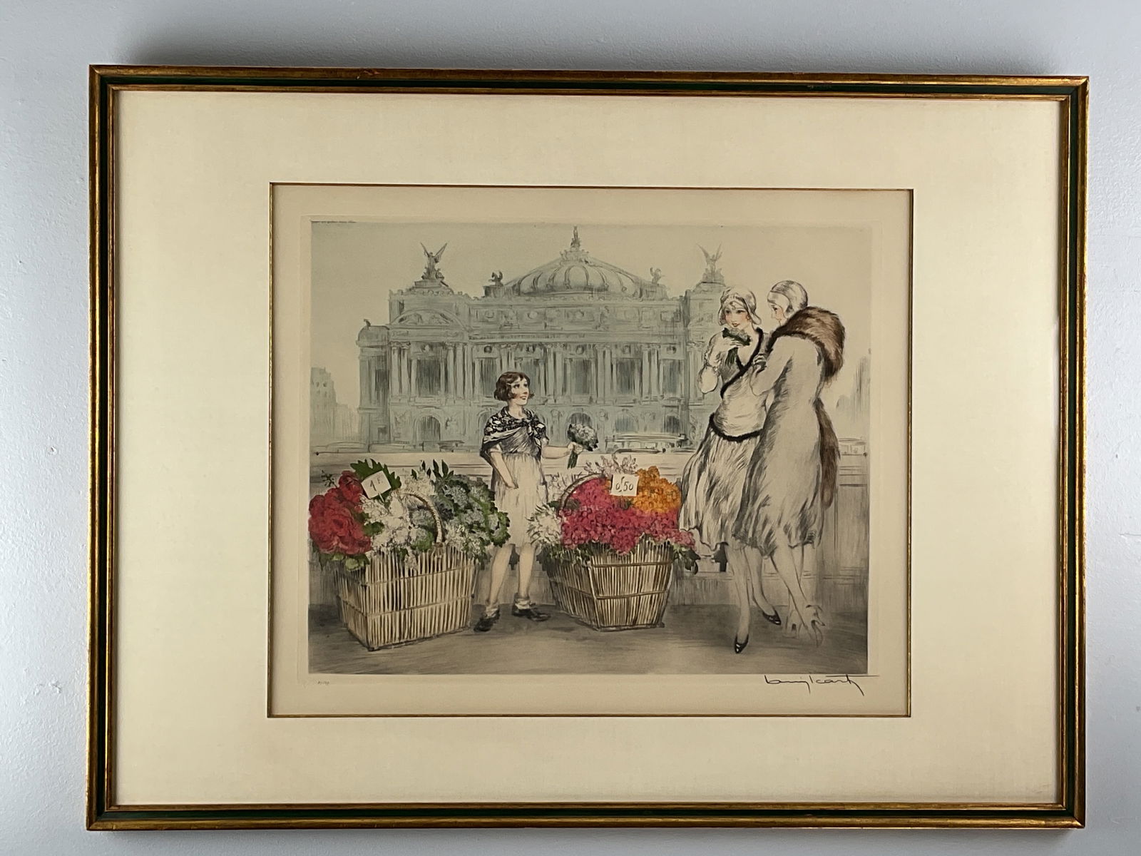 Original LOUIS ICART signed (1888-1950) Etching "Fleurs de Paris" Framed (1 of 20)