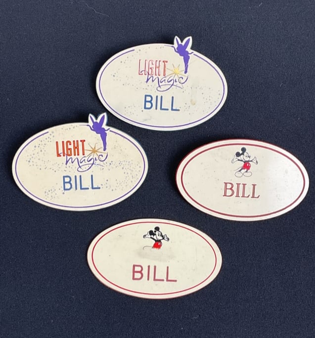 90's Disney Name tags: 2 Mickey Mouse name tags & 2 Light magic Tinker bell tags all engraved Bill. Marked Disney on the back , back pin intact on 3 with one missing on one mickey mouse tag.